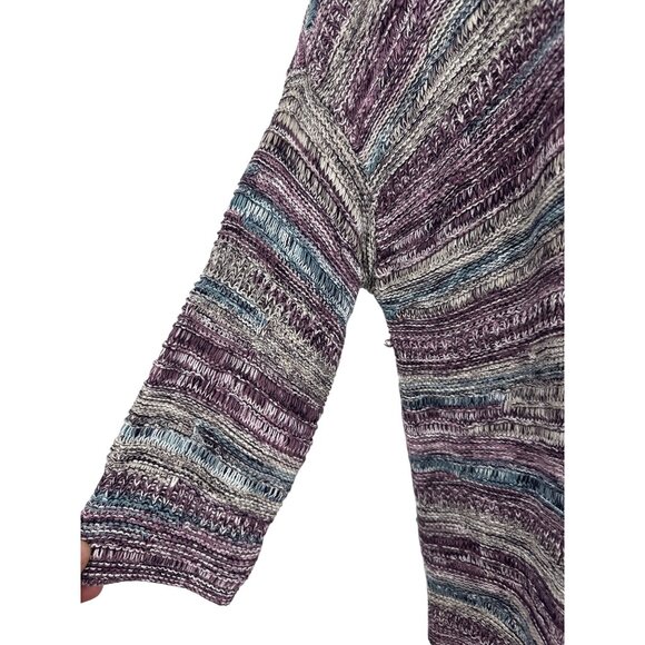 J.Jill Intarsia Mixed Texture Marled Cotton Blend Crewneck Sweater Size L - Picture 3 of 8